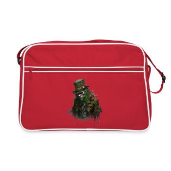 Zombie Leprechaun mit Zylinder - Retro Tasche - Rot/Weiß - Vorne