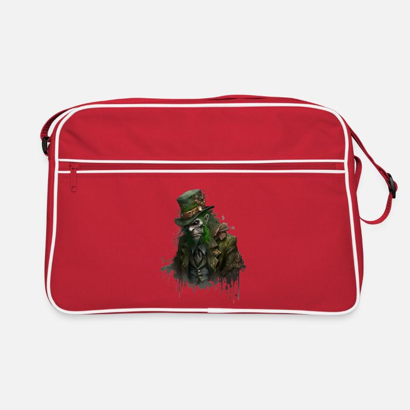 Zombie Leprechaun avec chapeau haut de forme - Sac Retro - rouge/blanc