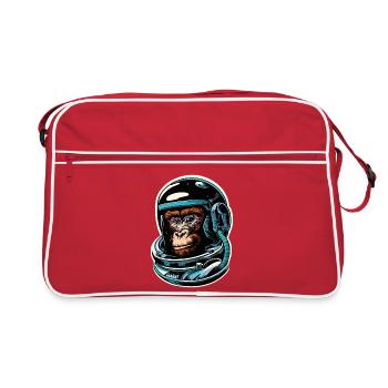 Weltraum-Affe - Retro Tasche - Rot/Weiß - Vorne