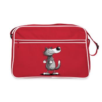 Wolfi Wölflein I Wolf Motiv I Lustiger Wolf - Retro Bag - red/white - Front
