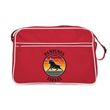 Pampelune, Espagne, Ville d'Espagne - Sac Retro - rouge/blanc - Devant