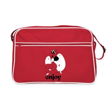 Dancing Girl with Moon and Stars Design - Retro Bag - red/white - Front