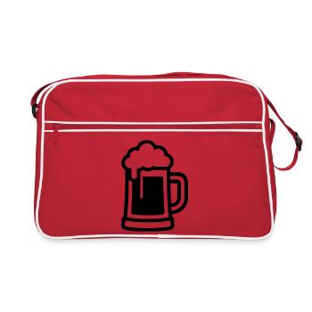 Verre à bière symbole bière - Sac Retro - rouge/blanc - Devant