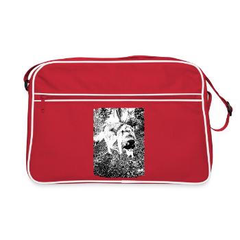 Black and white husky nature motif - Retro Bag - red/white - Front