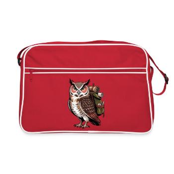 Hibou grand-duc avec sac à dos - Sac Retro - rouge/blanc - Devant