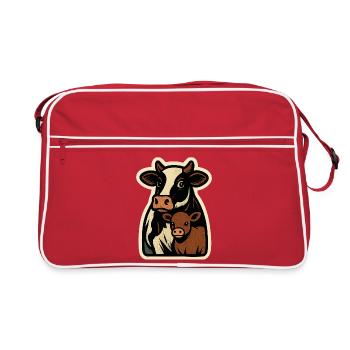 Vache et veau – L’amour rétro à la campagne - Sac Retro - rouge/blanc - Devant