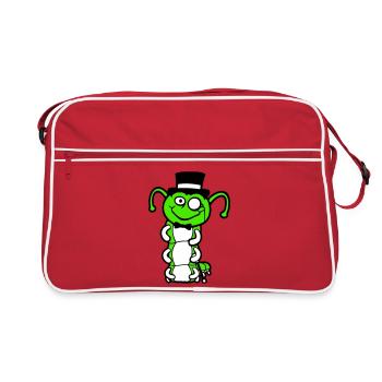 Mr. Caterpillar Top Hat Monocle Bow Tie Gentleman Empire - Retro Bag - red/white - Front