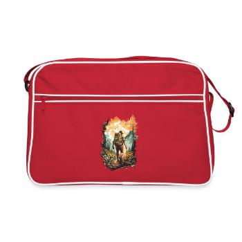 Mountain Trekker at Sunset - Retro Bag - red/white - Front