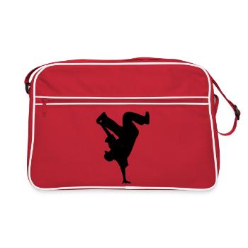 B-Boy Silhouette – Breakdance Power Move Handstand - Retro Tasche - Rot/Weiß - Vorne