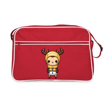 Reh Niedlich Comic Winter - Retro Tasche - Rot/Weiß - Vorne