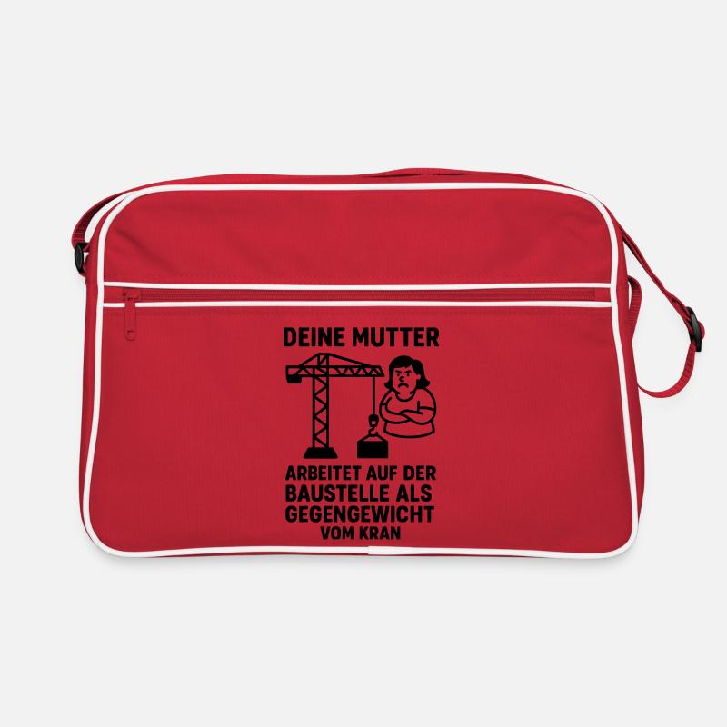  deine mutter witz baustelle gegengewicht Retro Tasche