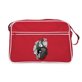 Whispers of Teal Blossoms - Retro Bag - red/white - Front