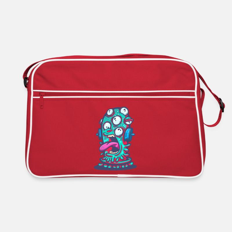 Psychedelisches Monster mit Kopfhörern Retro Tasche