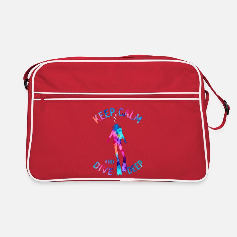 Keep Calm Dive Deep Colorful Diver Retro Bag