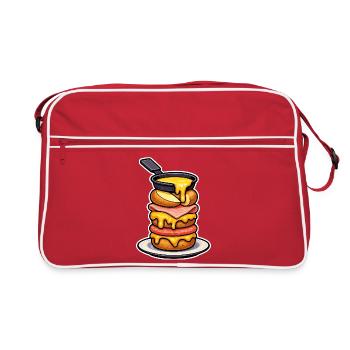Raclette mit schmelzendem Bergkäse und Fondue - Retro Tasche - Rot/Weiß - Vorne