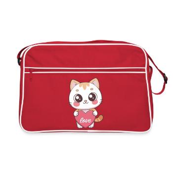 Chat kawaii cœur Love - Sac Retro - rouge/blanc - Devant