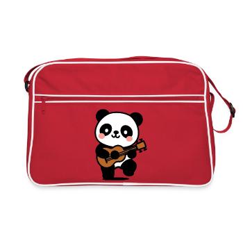 Panda kawaii musicien - dessin mignon - Sac Retro - rouge/blanc - Devant