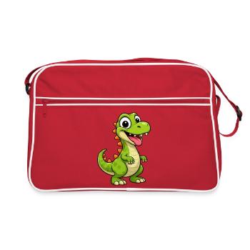 Cheerful dinosaur with spikes - Retro Bag - red/white - Front