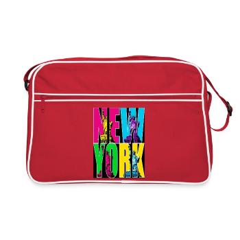 New York Vintage – Statue de la Liberté POP ART - Sac Retro - rouge/blanc - Devant