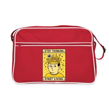 STOP THINKING. START LIVING. - Retro Bag - red/white - Front