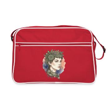 Portrait floral nymphe aquarelle beauté charme - Sac Retro - rouge/blanc - Devant