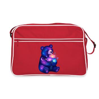 L’Ours Galactique Ami aux Fleurs - Sac Retro - rouge/blanc - Devant