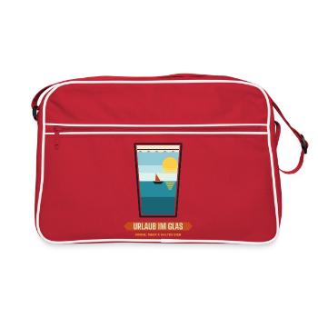 Urlaub im Glas – Strand & Meer - Retro Tasche - Rot/Weiß - Vorne