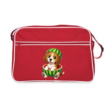 variation_36549Sü Dessin animé de Beagle avec Melon - Sac Retro - rouge/blanc - Devant