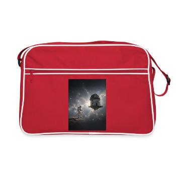 Astronaute et observatoire spatial dans l’espace - Sac Retro - rouge/blanc - Devant