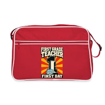 First Day of School First Grade Teacher Elementary - Retro Bag - red/white - Front