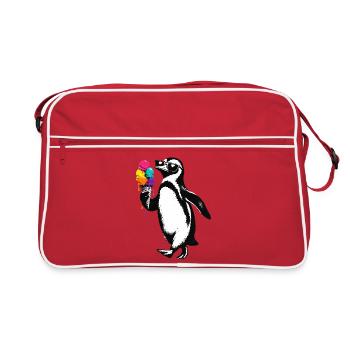 Un pingouin cool avec illustration de glace - Sac Retro - rouge/blanc - Devant