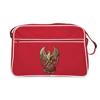 Erhabener Adler Wappen – Fortiter et Fideliter - Retro Tasche - Rot/Weiß - Vorne