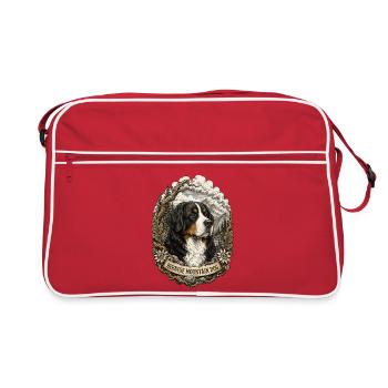 Style Bernese Mountain Dog Vintage avec un paysage montagneux - Sac Retro - rouge/blanc - Devant