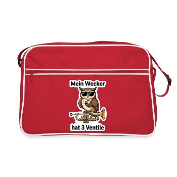 Trompete Trompeter Blasmusik Wecker T-Shirt - Retro Tasche - Rot/Weiß - Vorne