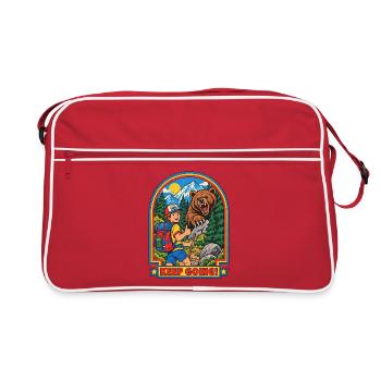 Wanderer trifft Bär Patch - Retro Tasche - Rot/Weiß - Vorne