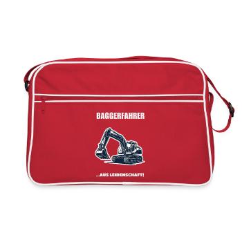 Baggerfahrer Aus Leidenschaft Baustelle Geschenk - Retro Tasche - Rot/Weiß - Vorne