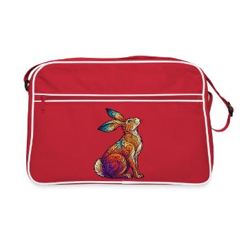 Kaleidoskopisches Kaninchen - Retro Tasche - Rot/Weiß - Vorne