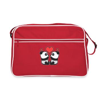 Panda couple amour coeur ours cadeau panda - Sac Retro - rouge/blanc - Devant