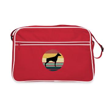 doberman chien coloré animal de compagnie chien amour cadeau - Sac Retro - rouge/blanc - Devant