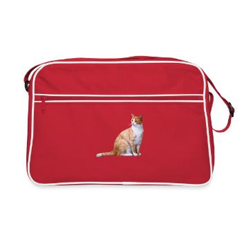 Cat sitting red Cat Kitty Sweet gift - Retro Bag - red/white - Front