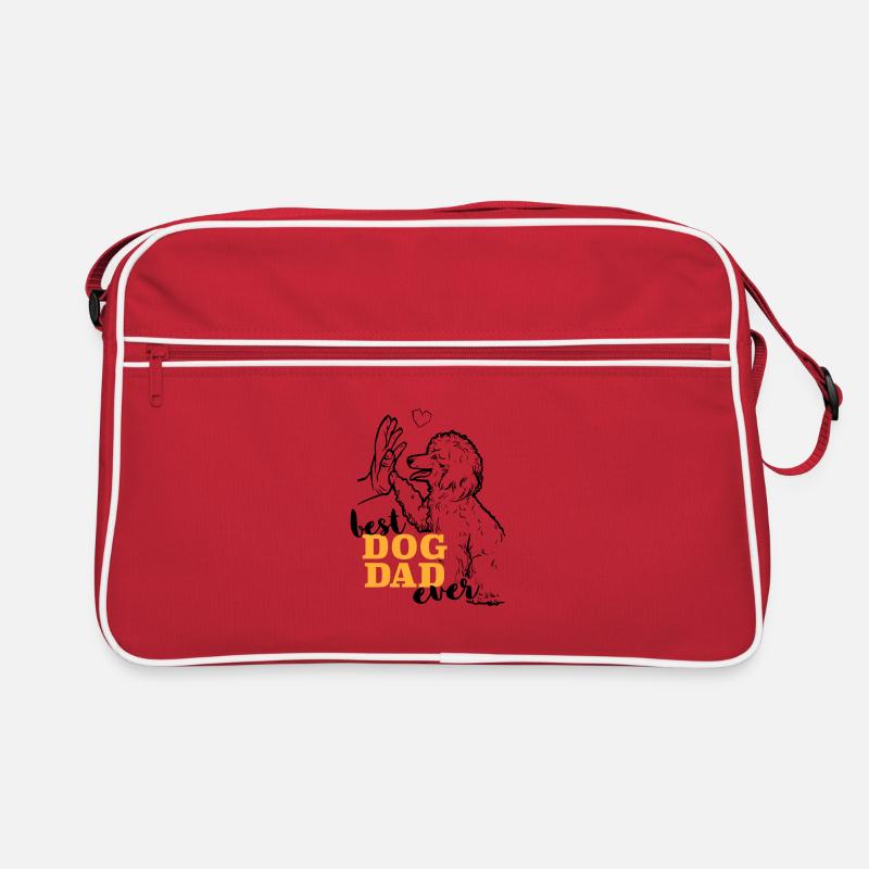 Bester Pudel Papa Pudel - Retro Tasche - Rot/Weiß
