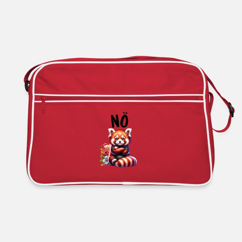 Roter Panda Lustiger Spruch Nö Feuerfuchs - Retro Tasche - Rot/Weiß