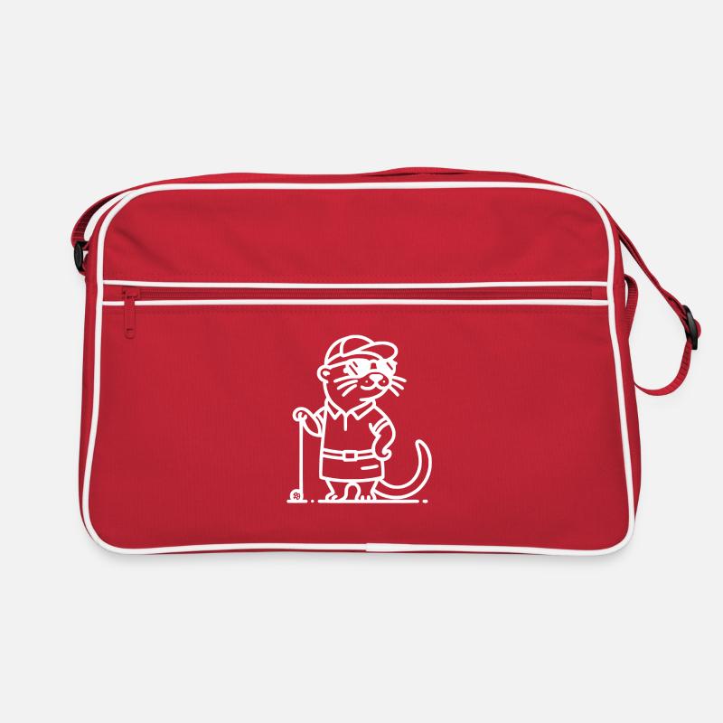 Funny Otter Golf Golfer Silhouette White Retro Bag