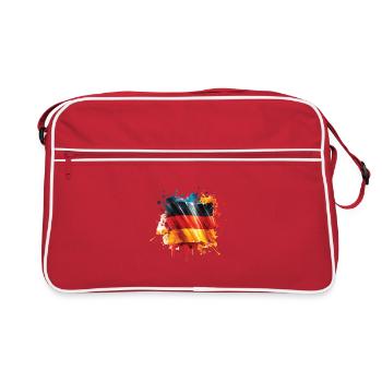 Fahne Deutschland Flagge für Sport Fan - Retro Tasche - Rot/Weiß - Vorne