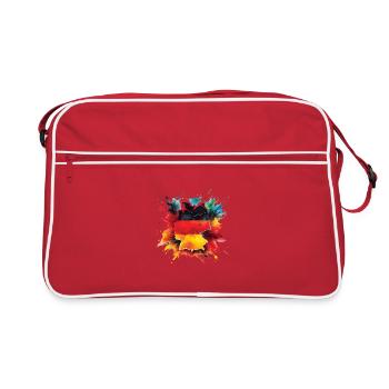 Fahne Deutschland Flagge für Sport Fan - Retro Tasche - Rot/Weiß - Vorne
