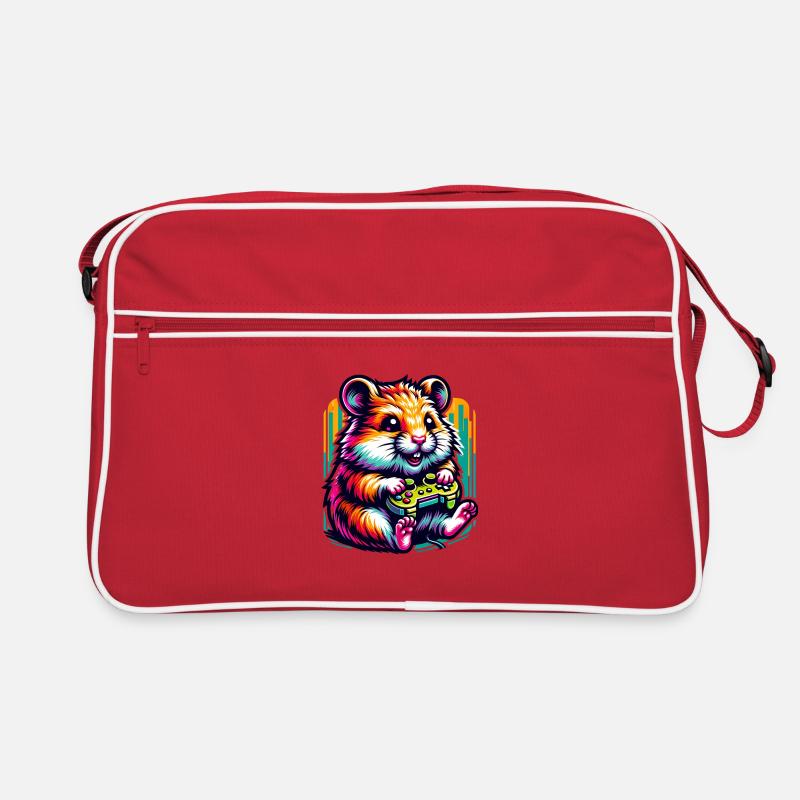 Spielender Hamster Mit Controller Retro Tasche
