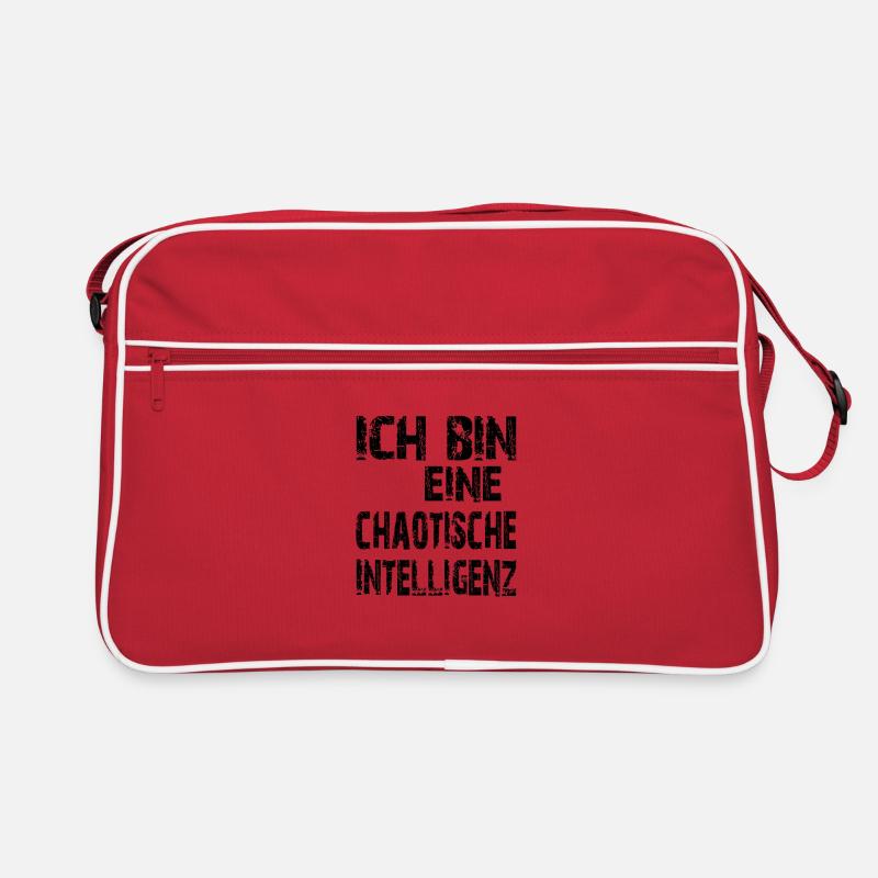 KI Spruch Ich bin eine chaotische Intelligenz - Retro Tasche - Rot/Weiß
