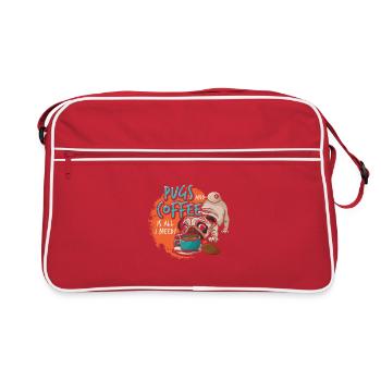 Möpse Und Kaffee Sind Alles, Was Ich Brauche Fun - Retro Tasche - Rot/Weiß - Vorne