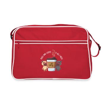 Möpse Und Kaffee Sind Alles, Was Ich Jeden Tag - Retro Tasche - Rot/Weiß - Vorne