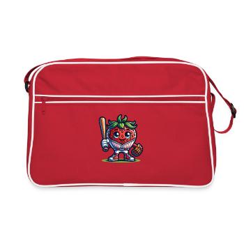 Graphique de baseball amusant à la fraise pour les fans - Sac Retro - rouge/blanc - Devant